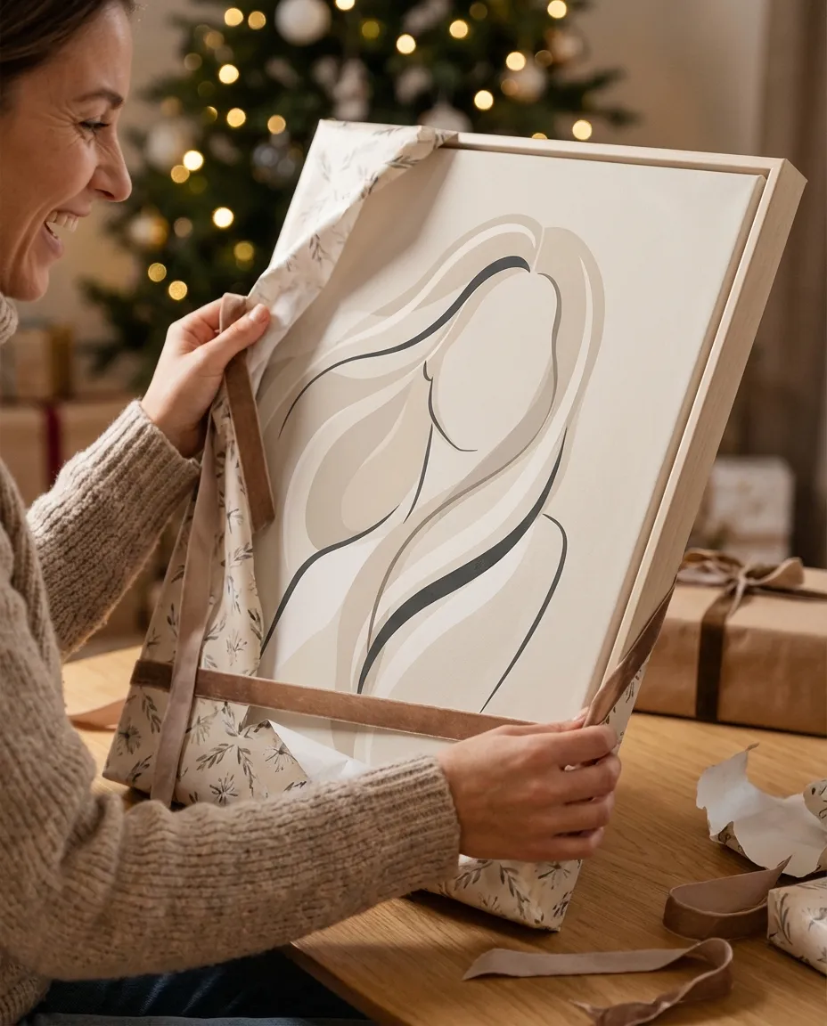 Unwrapping a canvas gift