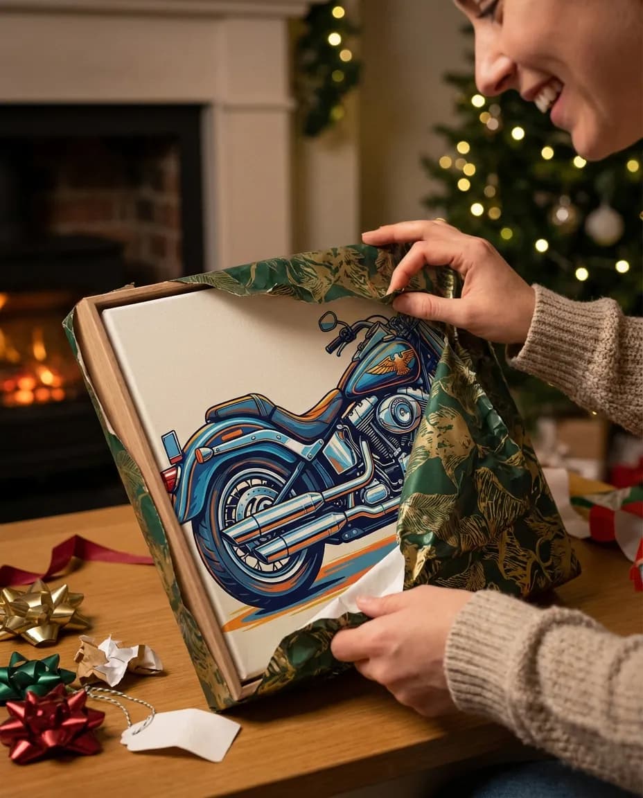 Unwrapping a canvas gift