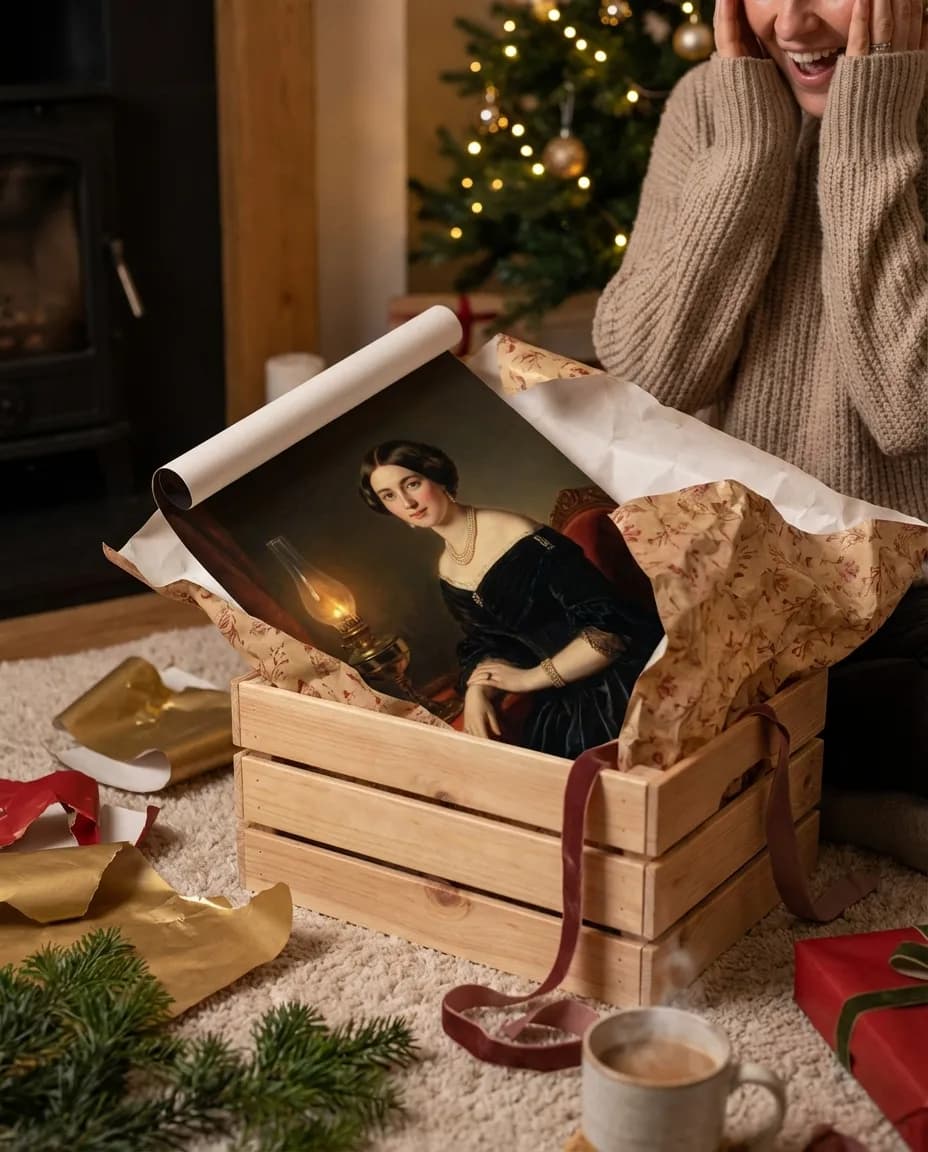 Unwrapping a canvas gift