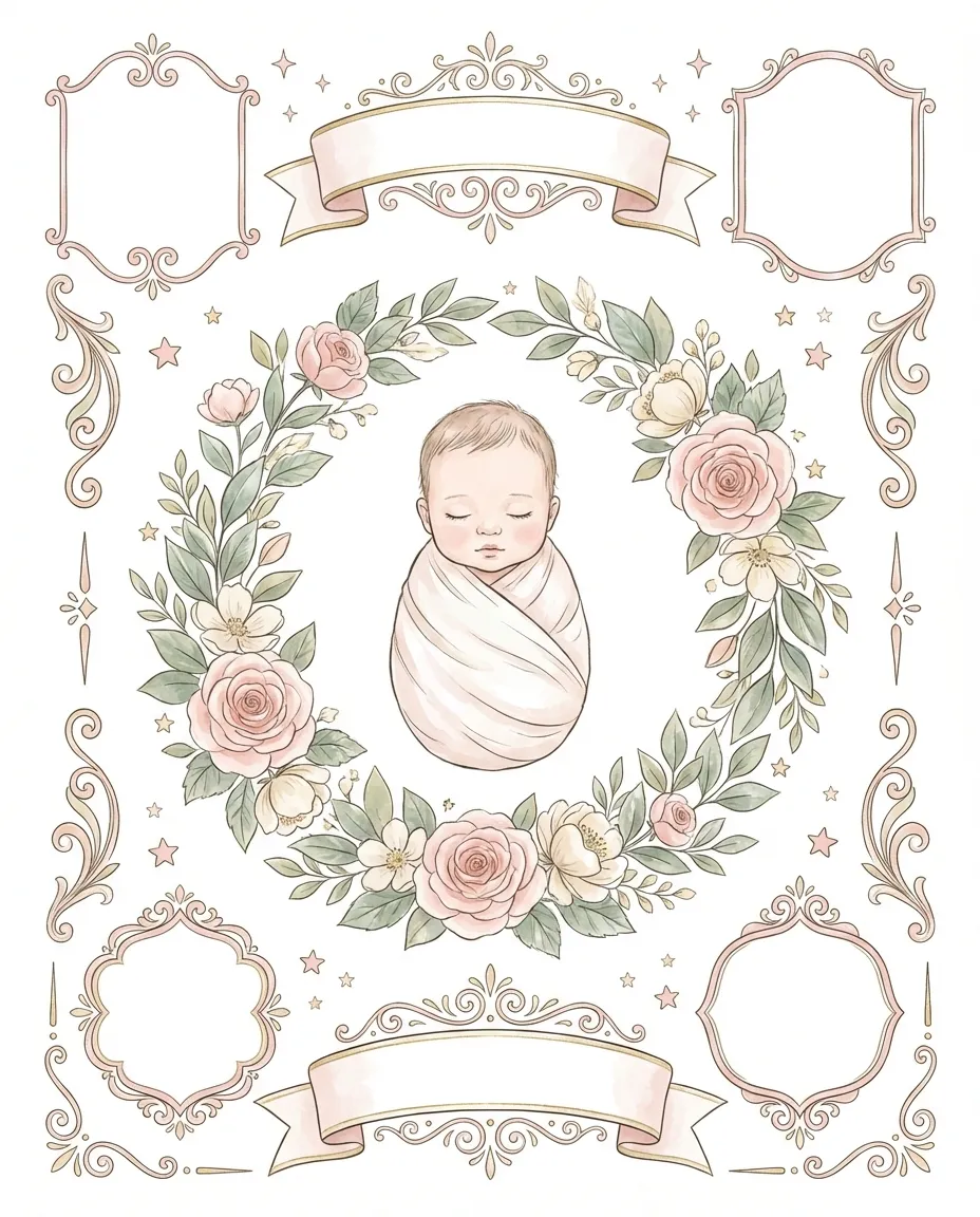 Baby Birth Stat Poster AI portrait example