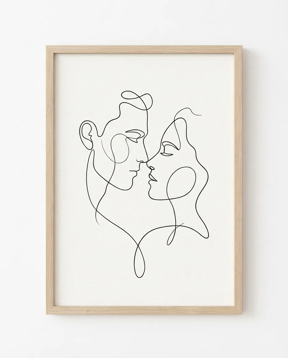 Couple Line Art Portrait AI portrait example