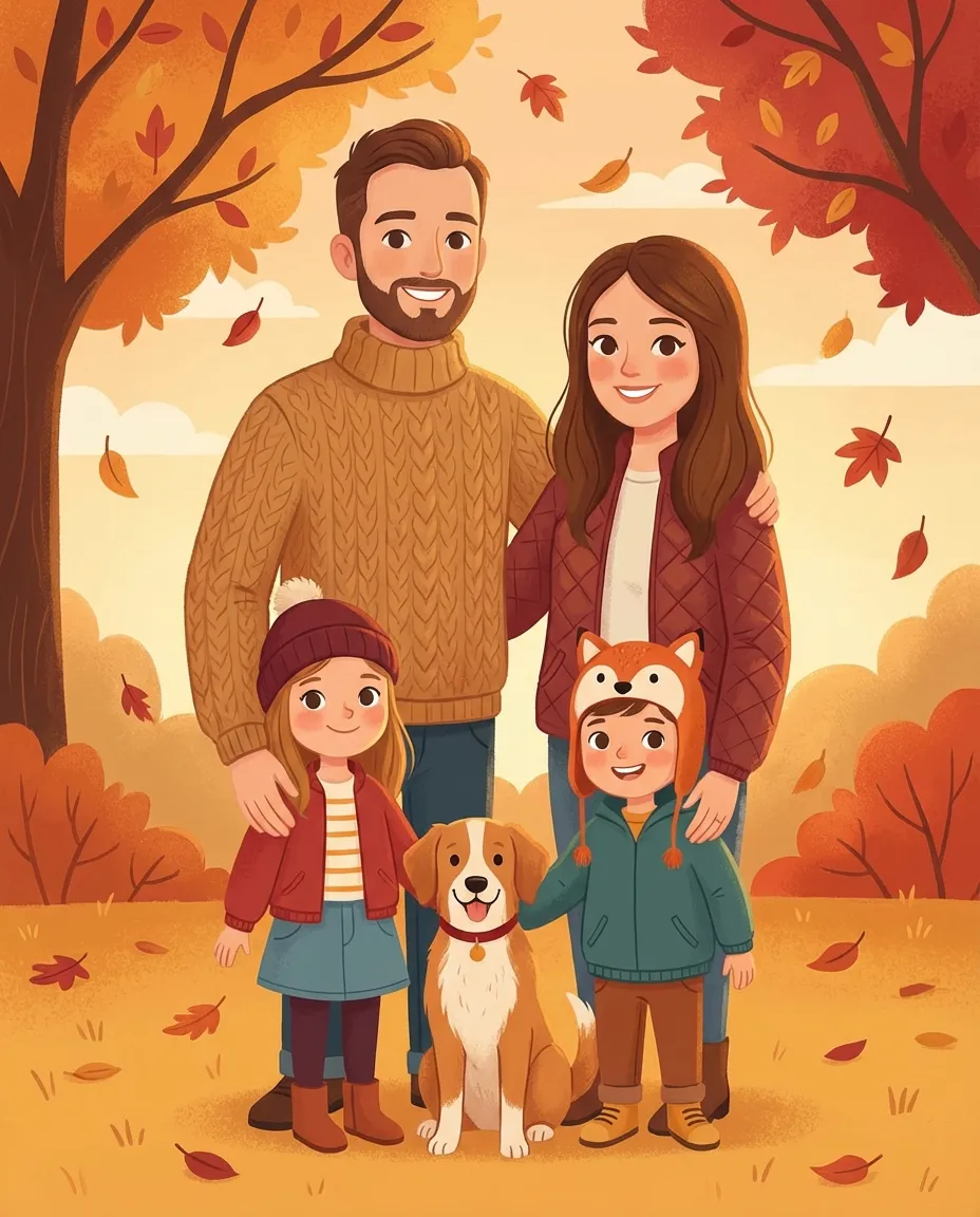 Family Illustration AI portrait example