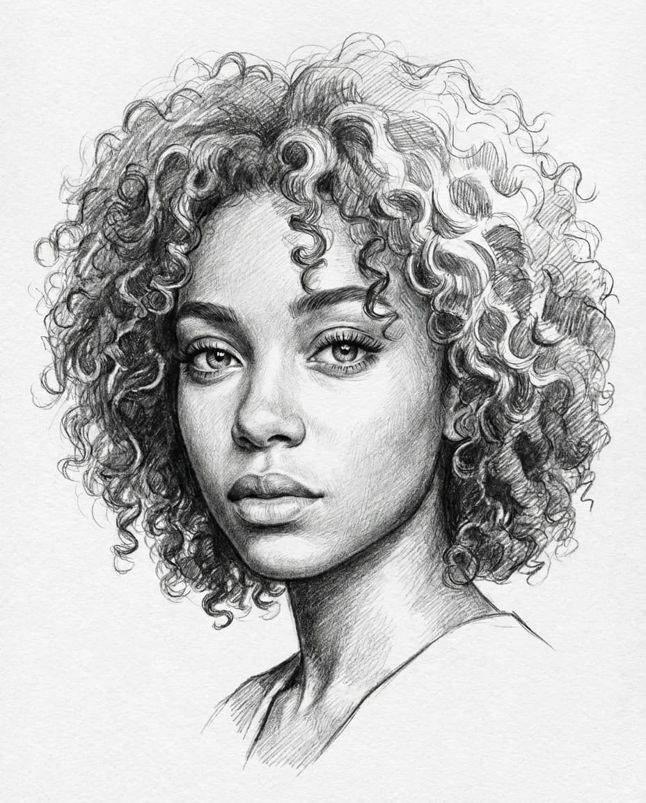 Pencil Sketch Portrait AI portrait example
