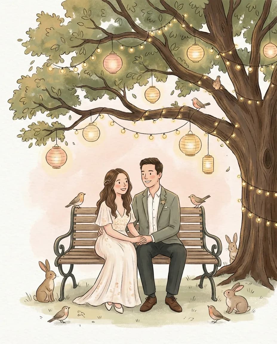 Save the Date Illustration AI portrait example