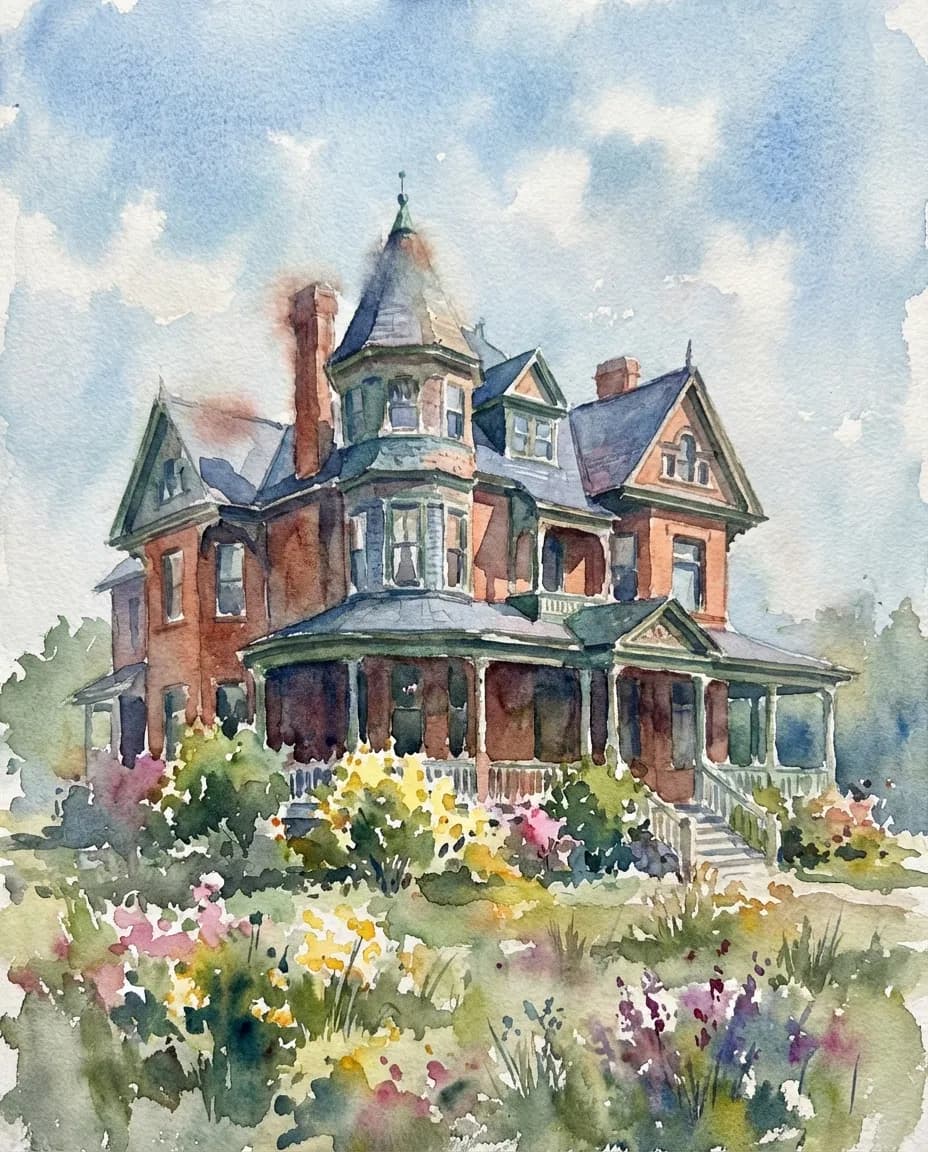 Watercolor House Portrait AI portrait example