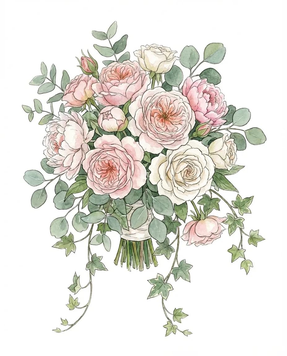 Wedding Bouquet Illustration AI portrait example