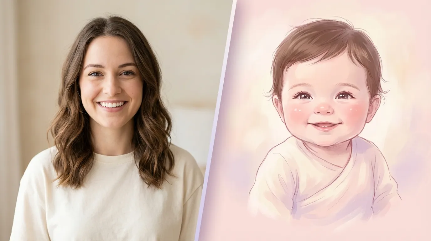 Before and after baby portrait transformation