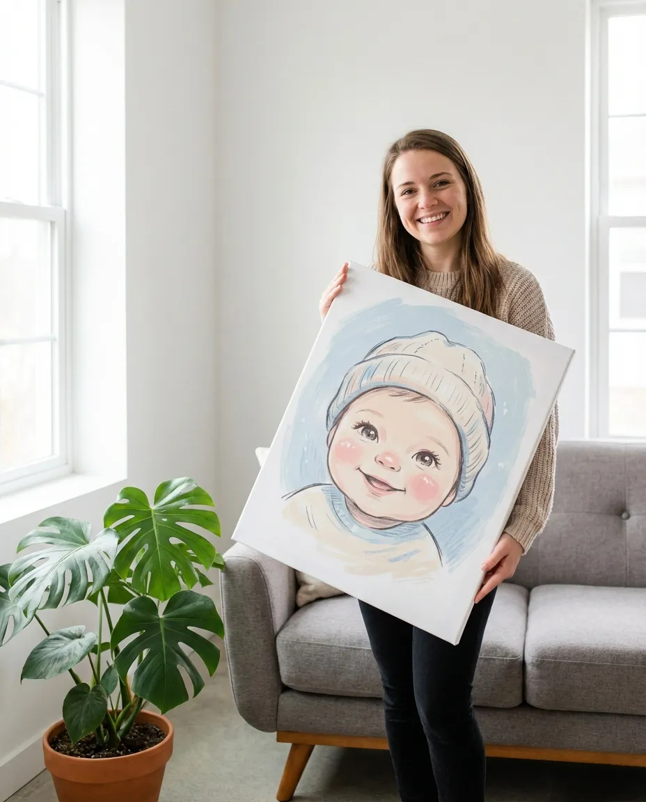 Baby portrait canvas in nursery