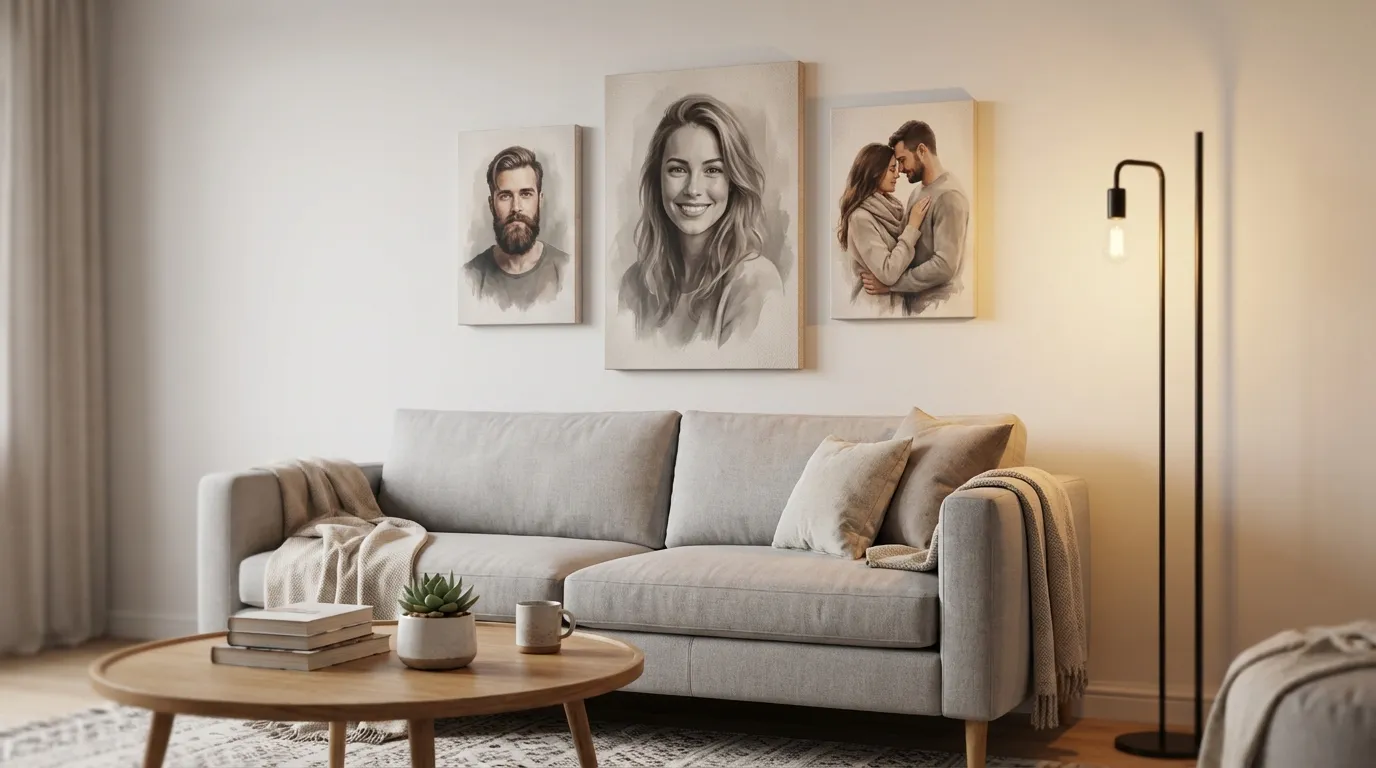 Gallery wall with canvas prints