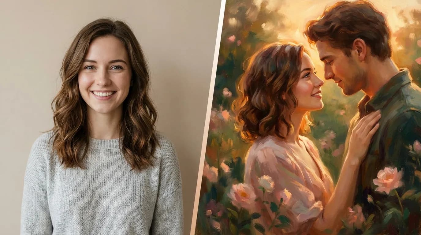 Before and after couple portrait transformation