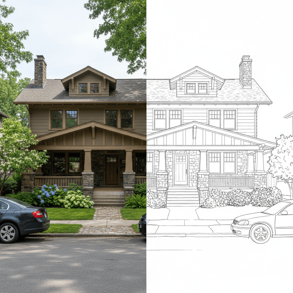 Before and after first home illustration transformation