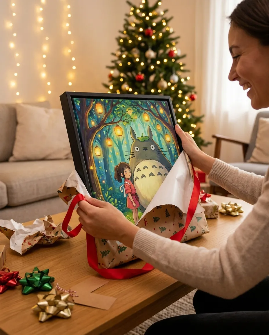 Unwrapping a canvas gift